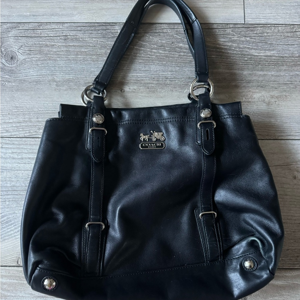 Coach Black Shoulder Bag with Silver Hardware